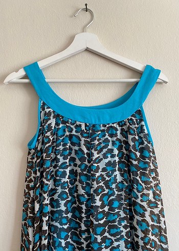 Turkuaz Leopar Desenli  Elbise - Görsel 3