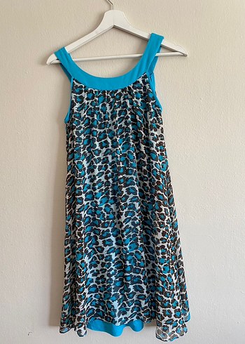 Turkuaz Leopar Desenli  Elbise - Görsel 6