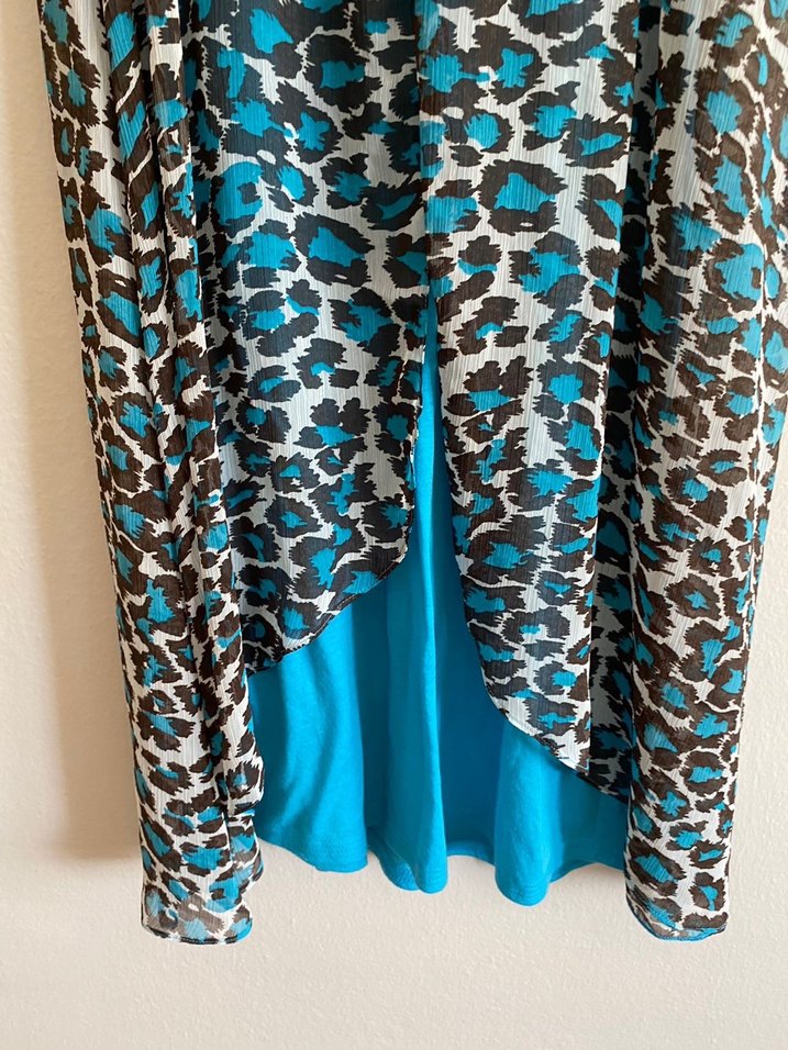 Turkuaz Leopar Desenli  Elbise - Görsel 4