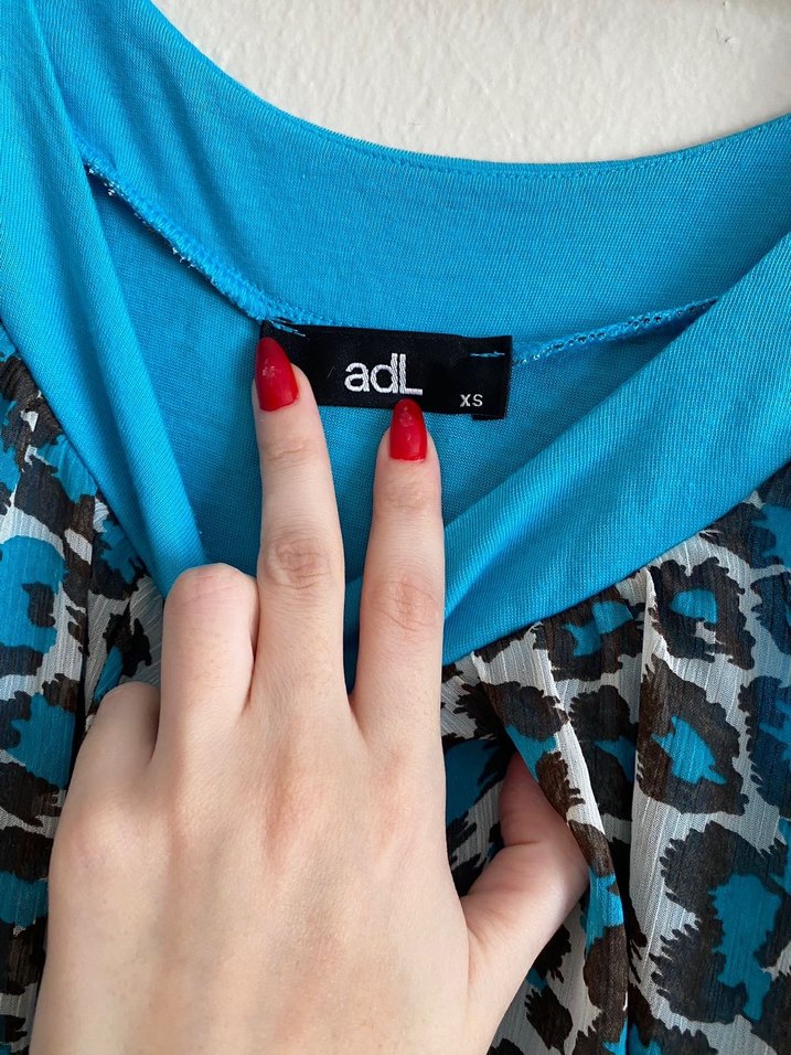 Turkuaz Leopar Desenli  Elbise - Görsel 5