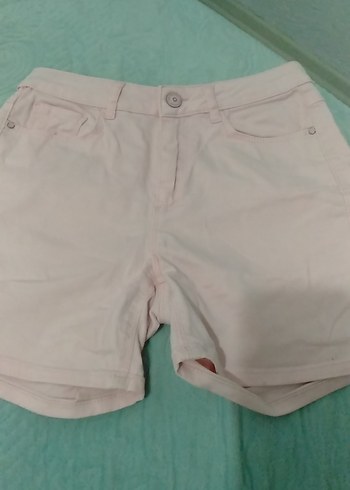 açık pembe Pamuklu Mini Rahat Kesim Şort - Görsel 3