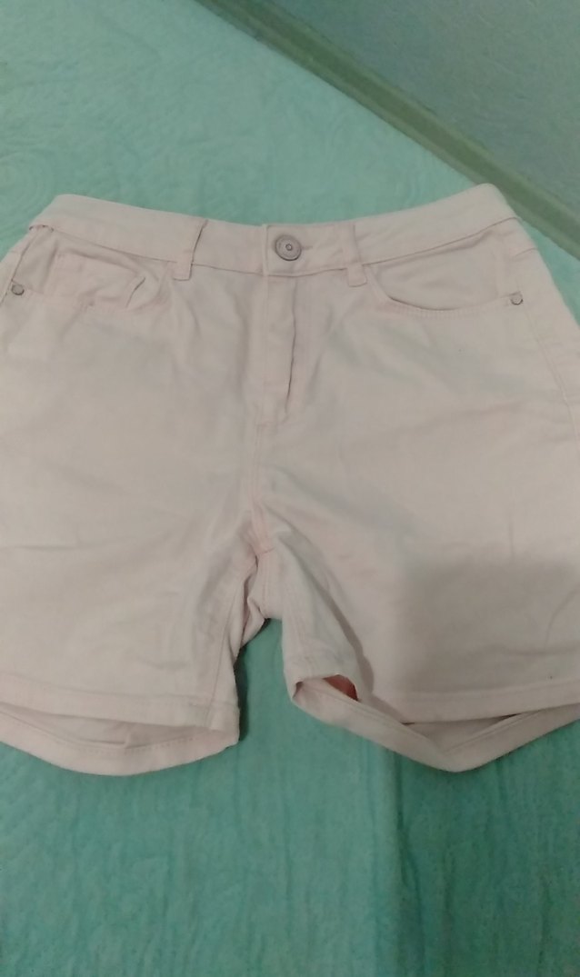 açık pembe Pamuklu Mini Rahat Kesim Şort - Görsel 3