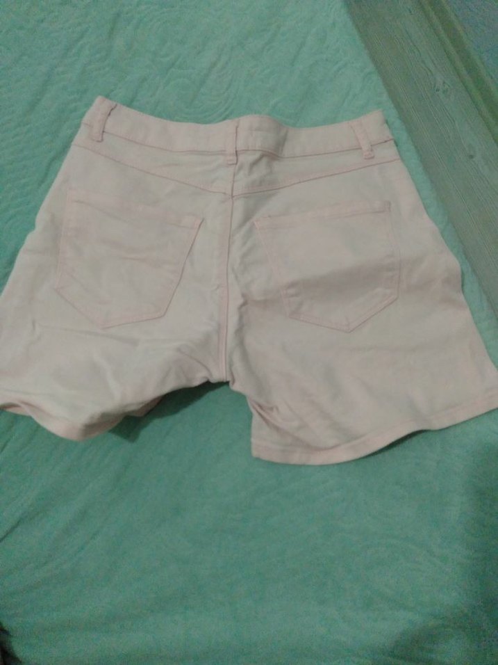 açık pembe Pamuklu Mini Rahat Kesim Şort - Görsel 4