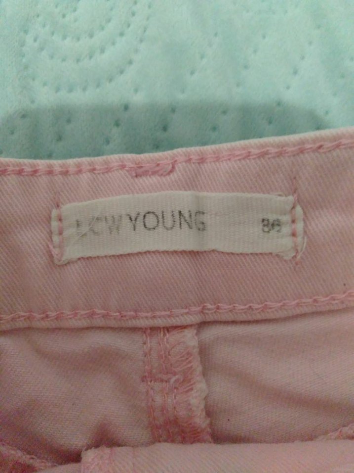 açık pembe Pamuklu Mini Rahat Kesim Şort - Görsel 5