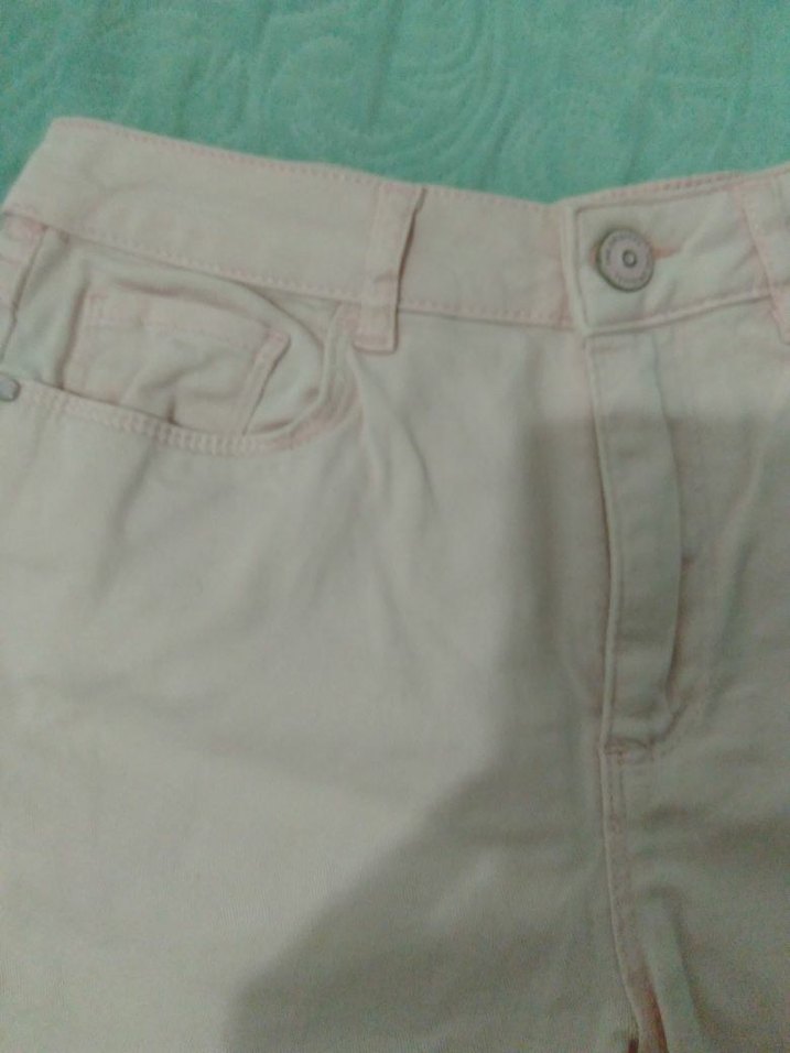 açık pembe Pamuklu Mini Rahat Kesim Şort - Görsel 2