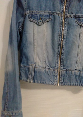 Fermuarlı Mavi Denim Ceket - Görsel 3