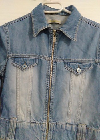 Fermuarlı Mavi Denim Ceket - Görsel 2