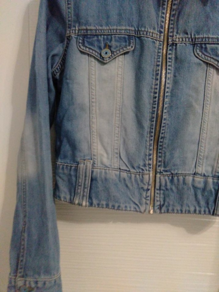 Fermuarlı Mavi Denim Ceket - Görsel 3