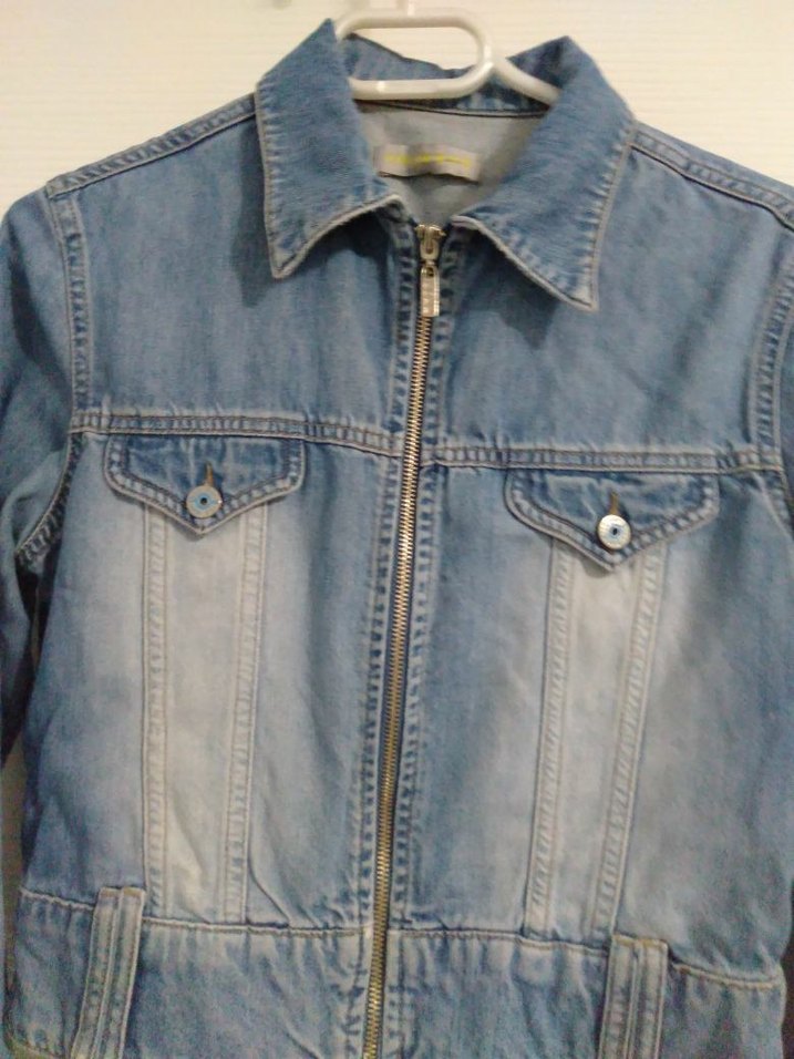 Fermuarlı Mavi Denim Ceket - Görsel 2