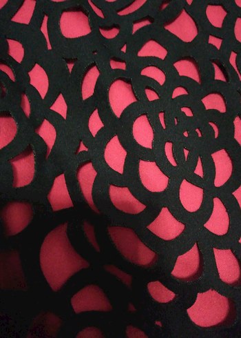 Kırmızı Siyah Dantelli Midi Kadın Elbise - Görsel 5