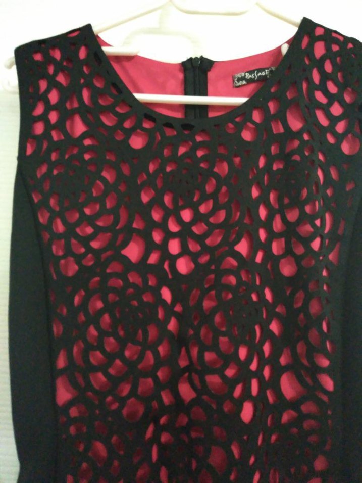 Kırmızı Siyah Dantelli Midi Kadın Elbise - Görsel 2