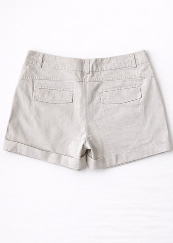 Mudo Bej Basic Keten Mini Şort - Görsel 2