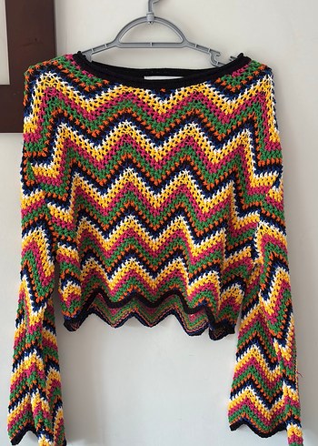 Zara Renkli Bohem Örgü Kadın Kazak - Görsel 4