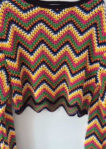 Zara Renkli Bohem Örgü Kadın Kazak - Görsel 3