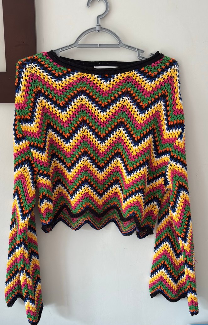 Zara Renkli Bohem Örgü Kadın Kazak - Görsel 4