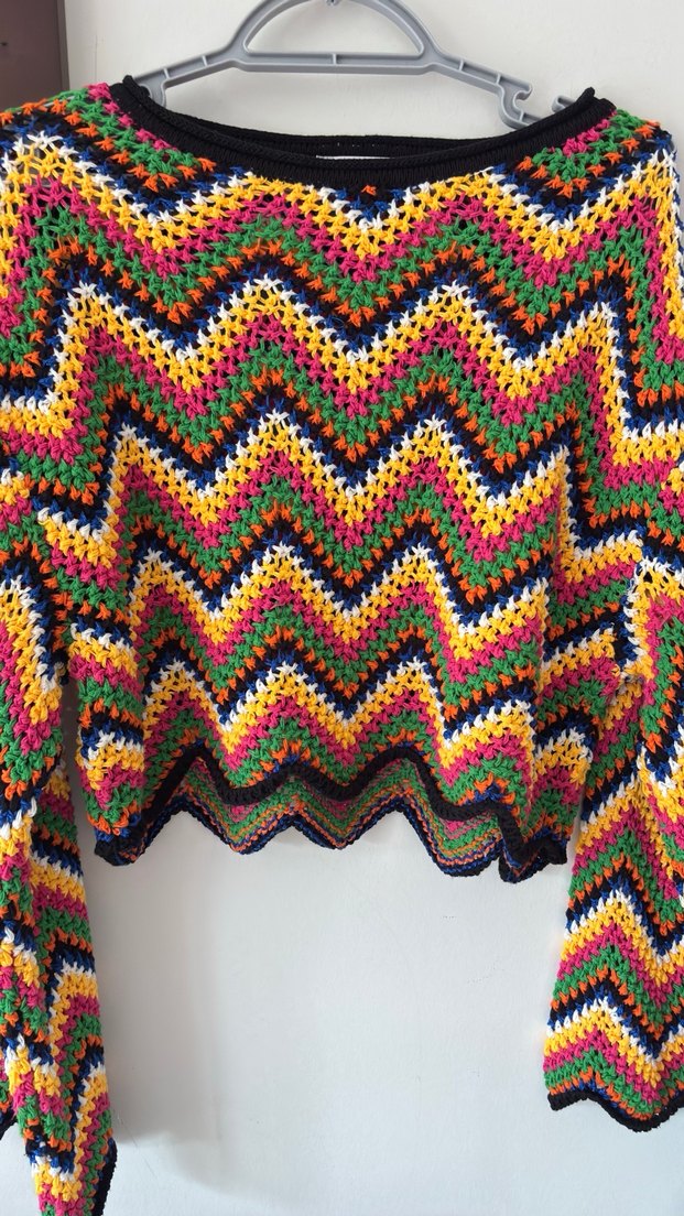 Zara Renkli Bohem Örgü Kadın Kazak - Görsel 3