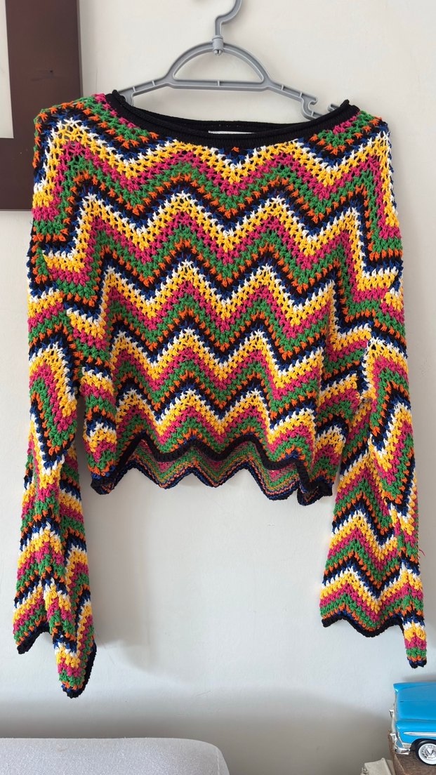 Zara Renkli Bohem Örgü Kadın Kazak - Görsel 2