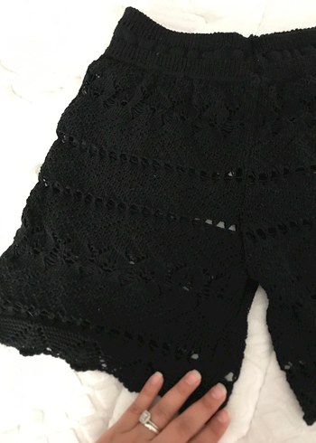 Defacto Siyah Örgü Hamile Mini Şort