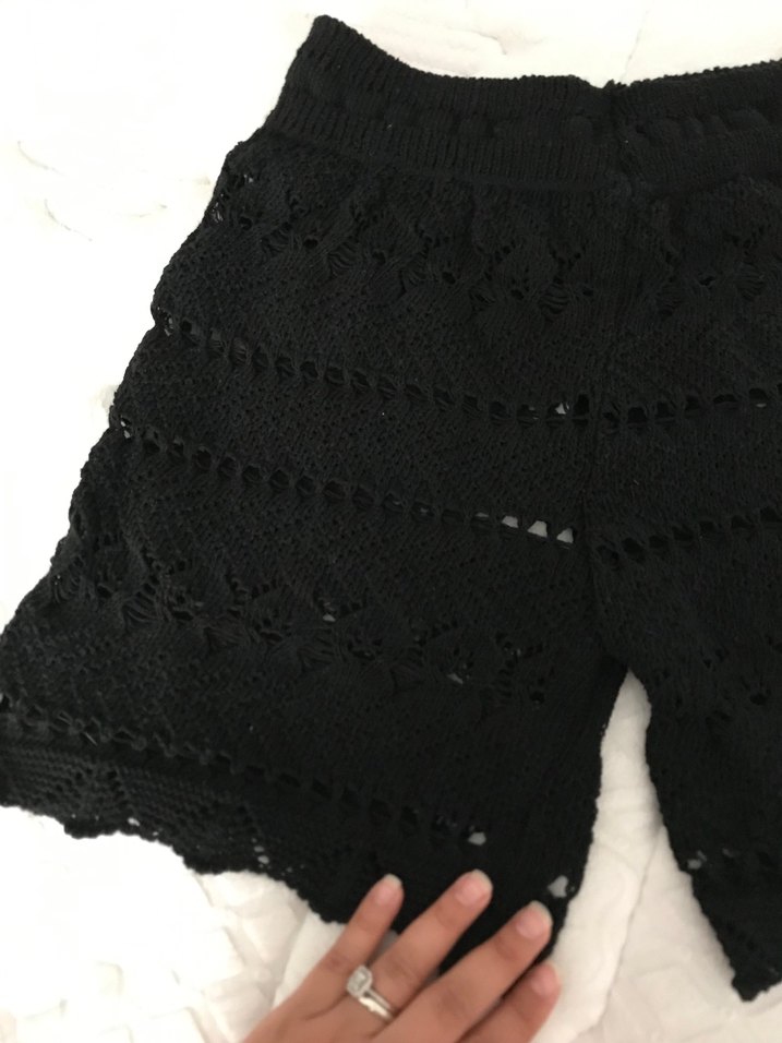 Siyah Örgü Hamile Mini Şort - Görsel 2