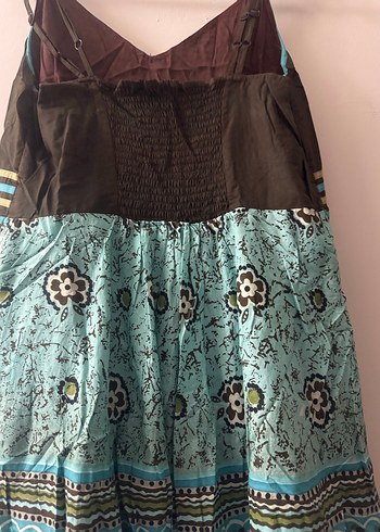 Uzun Turkuaz Desenli Bohem Hamile Eteği - Görsel 3