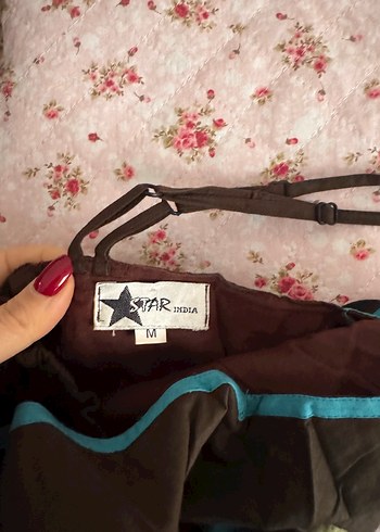 Uzun Turkuaz Desenli Bohem Hamile Eteği - Görsel 4