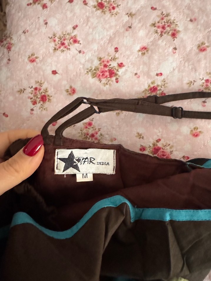 Uzun Turkuaz Desenli Bohem Hamile Eteği - Görsel 4