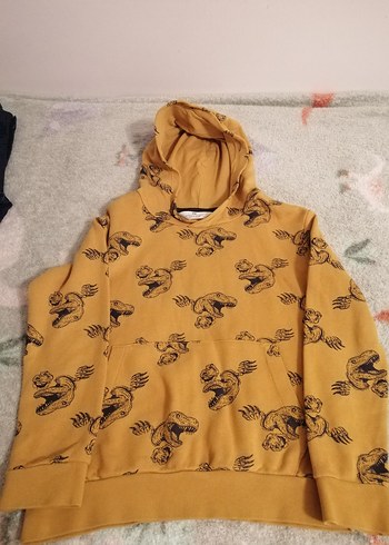 Kapüşonlu Erkek Çocuk Kahverengi Baskılı Sweatshirt