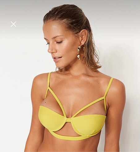 36 Beden sarı Renk Yağ Yeşili Bikini Üst