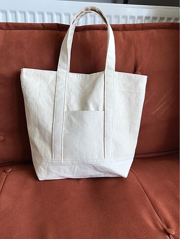 Beden beyaz Renk Büyük boy astarlı canvas çanta