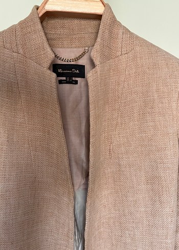 Massimo Dutti Bej Kadin Keten Ceket Midi Boy