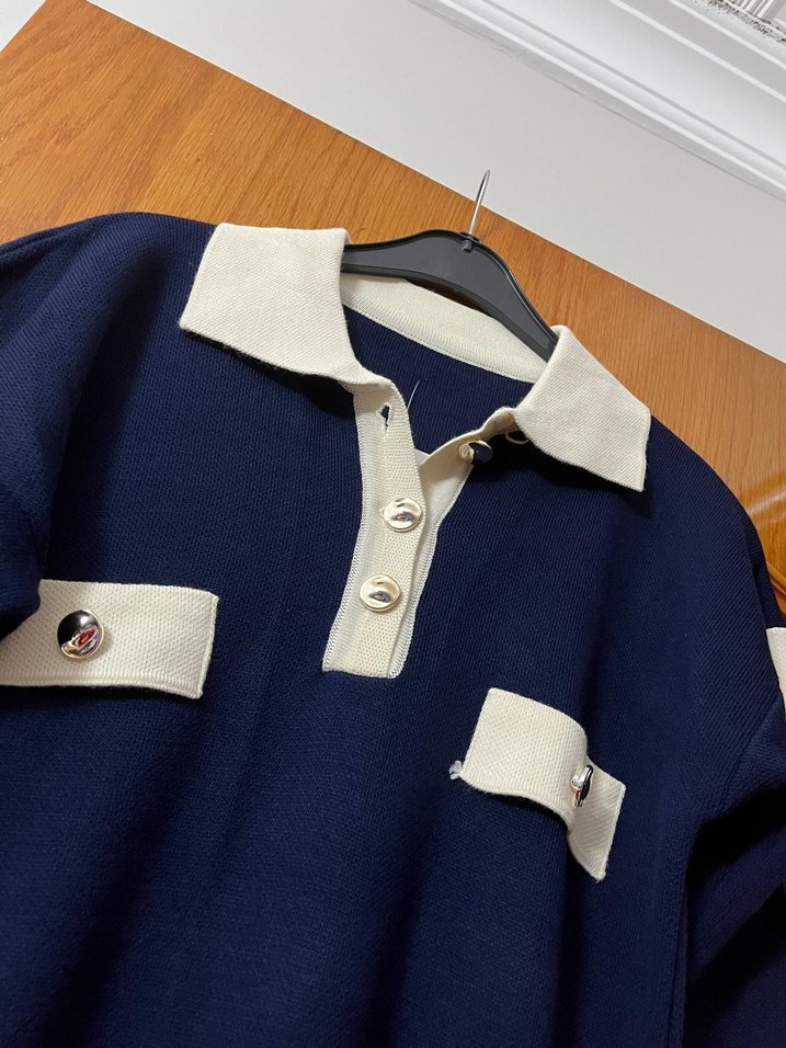 Düğmeli Uzun Triko Elbise - Görsel 2