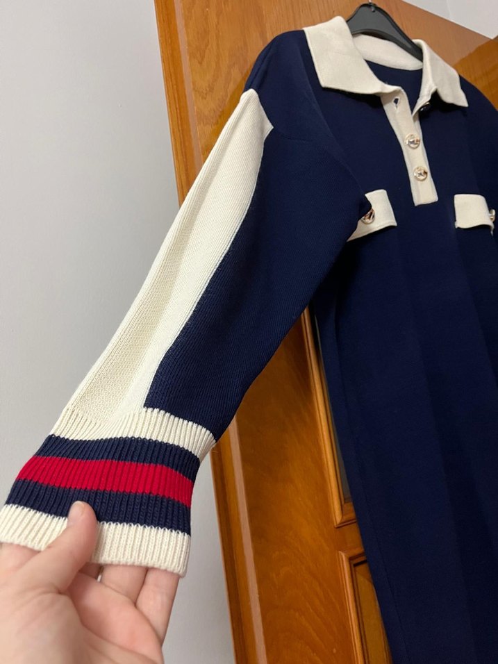 Düğmeli Uzun Triko Elbise - Görsel 3