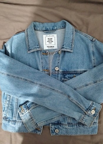 Pull and Bear Pull Bear Acik Mavi Denim Ceket