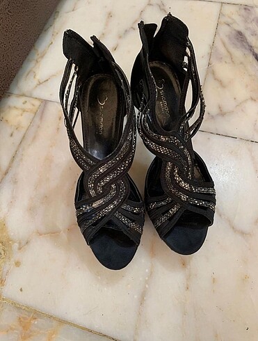 38 Beden Siyah platform topuk