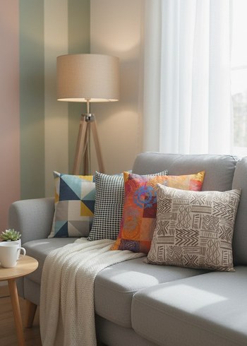 Soyut desenli gri modern yastık #kırland - Görsel 2