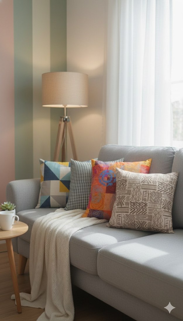 Soyut desenli gri modern yastık #kırland - Görsel 2