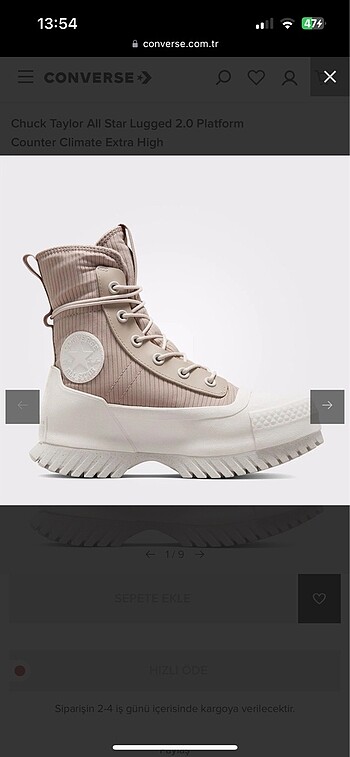 39 Beden ten rengi Renk Converse su geçirmez bot
