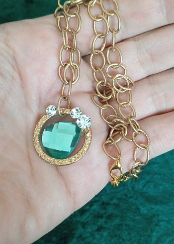 American Vintage Renkli Taşlı Zincir Detaylı Bohem Kolye