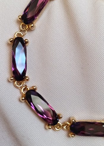 swarovski Mor Zincir Detaylı Kadın Bileklik