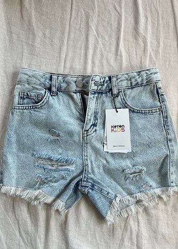 Koton Kids Acik Mavi Yikamali Denim Sort
