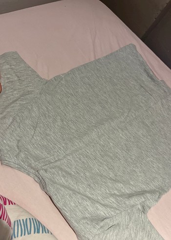 11-12 Yaş Beden gri Renk Gri Baskılı Kısa Kollu Tişört