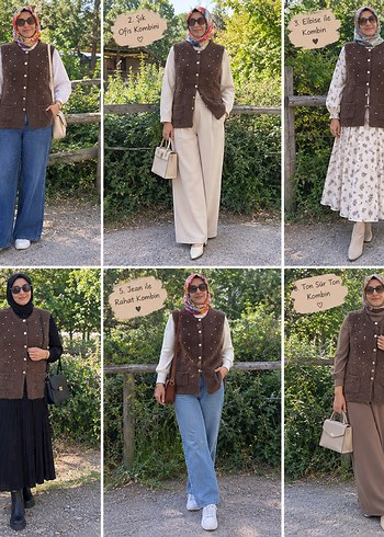 Zara Siklik Ve Rahatlik Kahverengi Keten Kruvaze Yelek