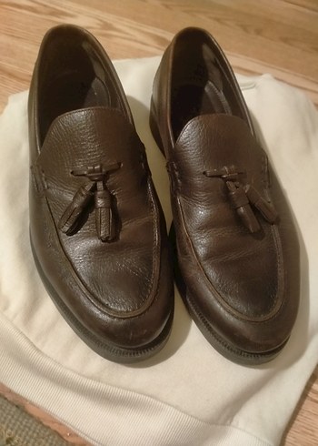 Zara Kahverengi Tassel Detayli Deri Loafer