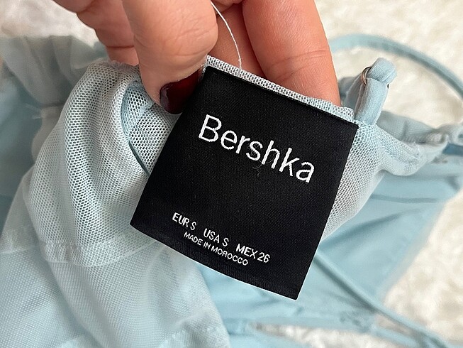 s Beden mavi Renk bershka askılı tül büstiyer top mavi