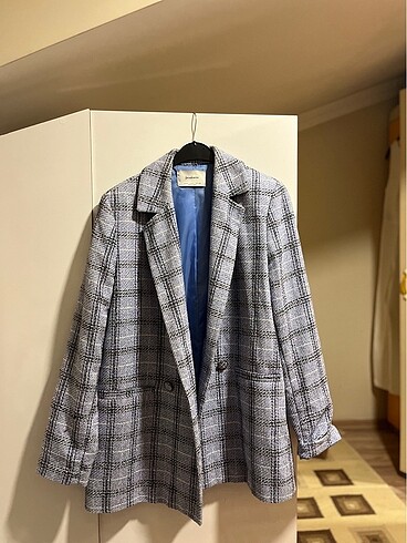 Stradivarius Blazer Tüvit Mavi Ceket