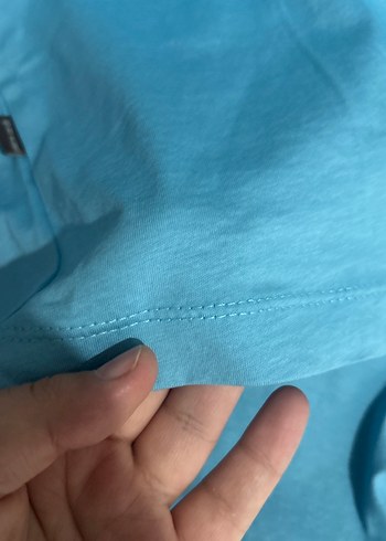 Mavi Pamuklu Kısa Kollu Polo Tişört - Görsel 8