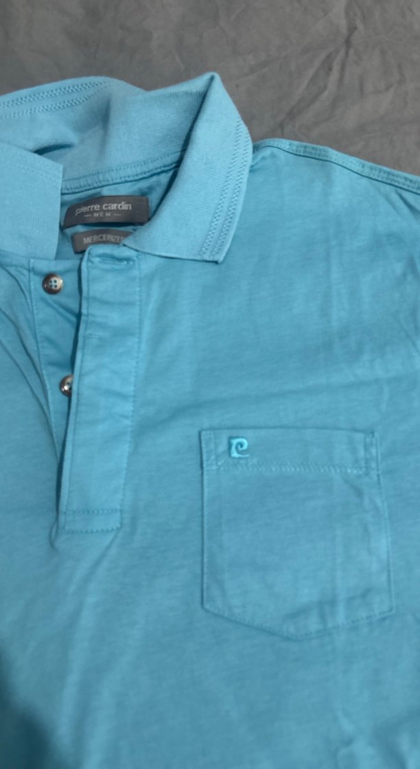 Mavi Pamuklu Kısa Kollu Polo Tişört - Görsel 2