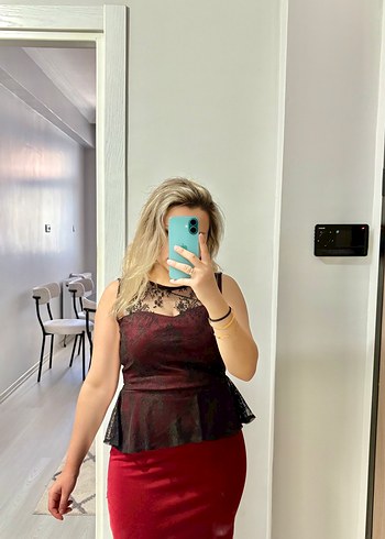 Bordo Midi Elbise