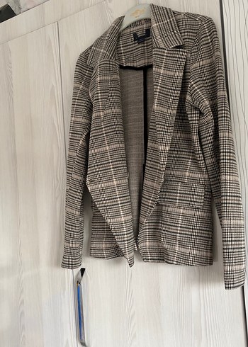 Zara Klasik Ekose Gri Blazer Ceket