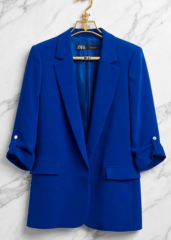Zara Saks Mavi Blazer Ceket